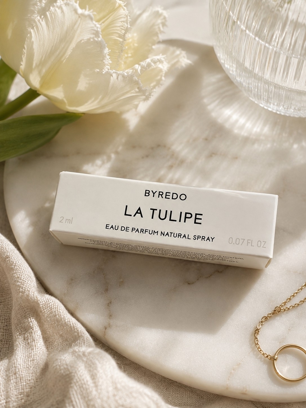 Byredo La Tulipe Mini Sample - Cream White Packaging